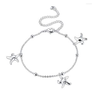 Anklets Fashion Sterling Silver Jewelry Female Models Anklet Personality Starfish Pendants Standard Lobster Clasp Roya22