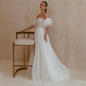 Other Wedding Dresses Sexy Glitter Tulle Sweetheart Dress With Detachable Off Shoulder Bridal Appliuqes Backless Gowns A-LineOther
