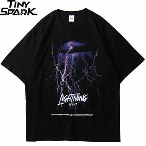 Wholesale thunder shirt resale online - Men T Shirt Hip Hop Streetwear Thunder Lightning T Shirt Harajuku Tshirts Summer Short Sleeve Casual Cotton Tops Tees Black