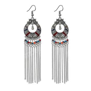 Bohemian Long Earrings for Women Vintage Statement Chain Tassel Earrings Bead Handmade Dangle Earring Ethnic Boho Fashion Jewelry