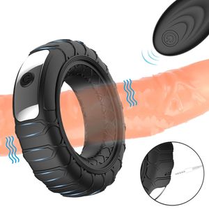 Remote Control 10 Speed Silicone Vibrating Penis Ring Male Massage Delay Ejaculation Erection Cock Time sexy Toy