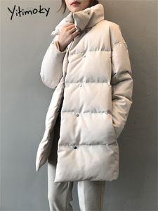 Jitimoky Puffer Jacket for Women Fall Winter 2022 Koreańska moda elegancka damska parka guzika stojak kołnierzyka płaszcze czarne zniszczenie L220725