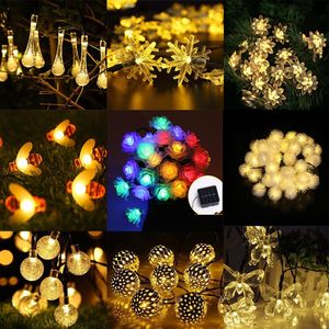 Strings LED 20 Solar Light Outdoor Waterproof Water Drop Lamp String Lights Christmas Home Decoration Street Garland Navidad YearLED