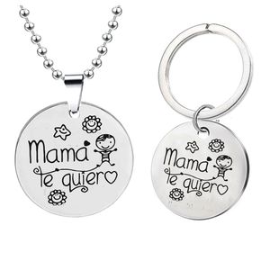 Mama Te Quiera letra de metal chaveiro anéis para homens mulheres de carro chaves anel pingente obrigado dia mãe presente de aniversário por atacado aço inoxidável