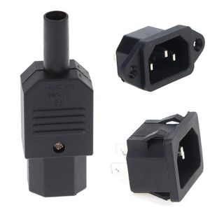 Switch C14 Electrical AC Socket 3 Pin Red LED 250V Rocker 10A Fuse Female Male Inlet Plug Connector 2 MountSwitch