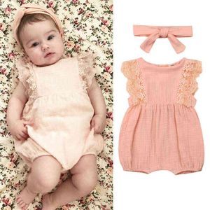 新しいファッションの新生児の子供の女の子コットンロンパーボディスーツジャンプスーツ服0-24m G220521