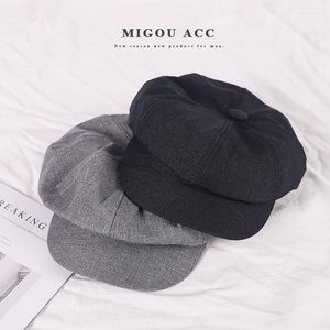 Berets Unisex Frühling Sommer Herbst Sboy Caps Männer Und Frauen Warme Tweed Achteckige Hut Für Männliche Detektiv Hüte Retro Flache ChapeauBerets Wend22