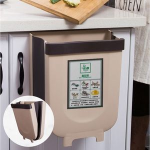 Müstehcen Katlanır Asılı Mutfak Çöp Kutusu Plastik Kutu Kompost Caddy Çöp Atık Ev Araba Y200429