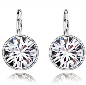 Dingle örhänge diamant studs silver runda österrikiska kristallklipp på örhängen studsmodes smycken bröllop gåvor för kvinnor