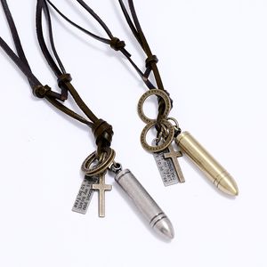 Kugel-Kreuz-Anhänger-Halskette, verstellbare Schnur, Lederkette, Halsketten für Damen und Herren, Punk-Modeschmuck, Geschenk