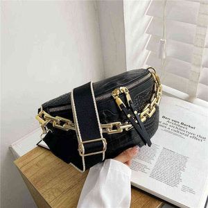 Chain Messenger Women's Fashion Chest Bag Popular Embossed Stone Pattern Waist Bag Single Shoulder Bag 220712