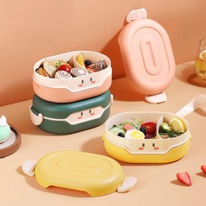 Geschirr-Sets, japanischer Stil, Cartoon-Lunchbox, Behälter, Aufbewahrung, tragbar, auslaufsicher, Bento für Kinder, mit Suppentasse, Frühstücksboxen