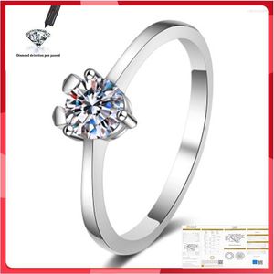 Küme halkaları moissanit 0.5 ct yuvarlak kesilmiş EF rengi 925 gümüş yüzük altın çok katmanlı kaplama kadın kız arkadaşı hediye edwi22