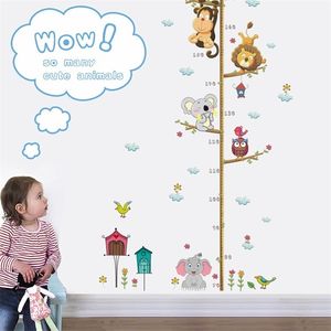 Cute elephant lion zoo Height Measure Wall Sticker home Decoration Kids children room height Ruler animals stickers Art Decals 220727