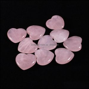 Sten lösa pärlor smycken naturligt icke-poröst hjärta 20mm rosa roskvarts ornament Handhandtag diy halsband tillbehör d dhoj9