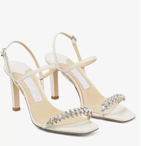 Summer Meira Sandals Shoes for Women Crystal Strappy Lady Gladiator Sandalias Perfect High Heels Bridal Wedding Bridals EU 35-43