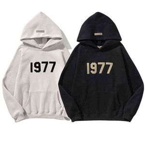 Neue übergroße Männer Hoodies Hohe Qualität 1977 strömen 100% Baumwoll -Sweatshirts Lose Paare Tops Mode Hip Hop Hoodie638533