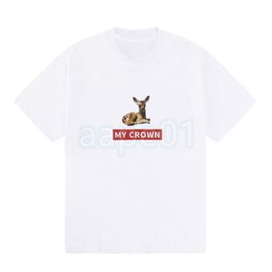 メンズファッション鹿プリントTシャツ高品質の丸いネック半袖ティーカジュアル服レディーストップスサイズXS-L