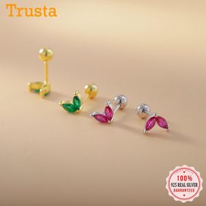 Stud Trustdavis Real Srebrny kwiat CZ koraliki śrubowe dla kobiet Dzieci Baby Dziewczyny Minimalistyczna biżuteria