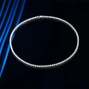 Anhänger Halsketten Trendy 3mm D Farbe Moissanit Tennis Halskette Für Frauen Männer Überzogene Platin 4 Prong Lab Diamant Kette Pass geschenkPendant Stift