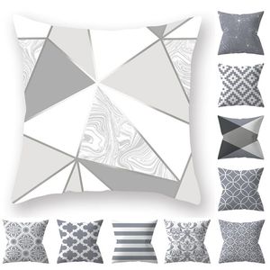 Pillow Case Inch Protectors Home Decolar Kissenabdeckung graue Lumbal -Geometrische Elemente Sofa Suppliesspillow
