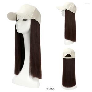 Top kapakları uzun uzatma peruk ile beyzbol şapkası ile tanışmak sentetik saç düz seyahat plaj şapkası 40cmball