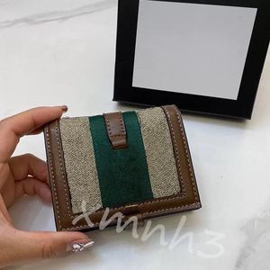 Designer Wallet Fashion Short Card Holder Card Bag Canvas Cowhide Material med ruta storlek 11.5 8.5 3 cm