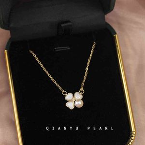 Wholesale hearts strings for sale - Group buy Design Natural Pearl Pendant Clover Necklace Note k Gold Chain Spring Summer French Light Luxury Neck