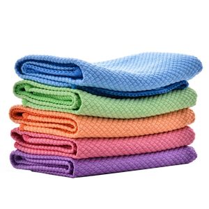 3040cm Microfiber Cleaning Towel Absorbable Car Glass Kitchen Cleaning Cloth Wipes Table Dish Towel Rag Reusable Fish Scale Rag 220727