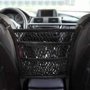 Organizzatore per auto tra i sedili Rete portaoggetti elastica Divisore per borse Barriera per animali domestici Organizzatore per interni auto in rete elastica universale a 3 strati Auto