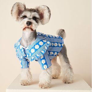 Küçük Daisy Baskılı Köpek Giyim Kıyafet Pamuk Pet Tişörtleri Yaz Schnauzer Wear Shiba Giyim Korji Outerwear