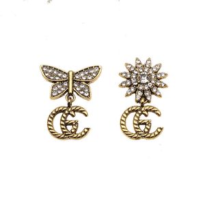 Girassol 18K Banhado A Ouro Marca De Luxo Designers Letras Brincos Geométricos Clássicos Mulheres 925 Prata Cristal Strass Brinco Festa De Casamento Jewerlry