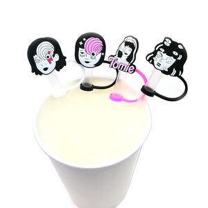 Custom Tomie soft silicone straw toppers accessories cover charms Reusable Splash Proof drinking dust plug decorative 8mm straw party supplies
