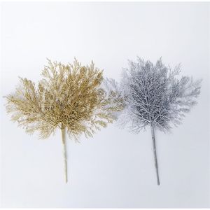 2PCs Glitter Flower Christmas Tree Decoration Antler Filial Seco Ramo Coral Pó de Pó de Golden Pó Fonte Material PCS 201201