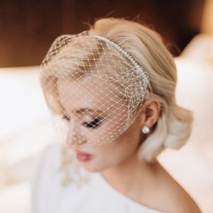 Wholesale birdcage wedding resale online - JM21 White Wedding Headband Veil Black Face Veil for Bride Charming Headwear Accessories Elegant Rhinestone Birdcage Veil