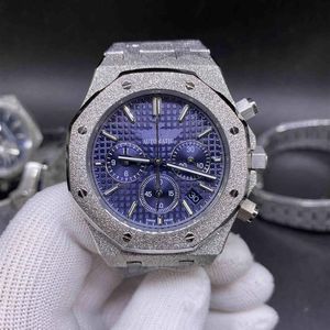 Wholesale blue face watches resale online - Quartz Vk movement watch Multi function chronograph High quality frosted silver stainless steel mens designer watches blue face T