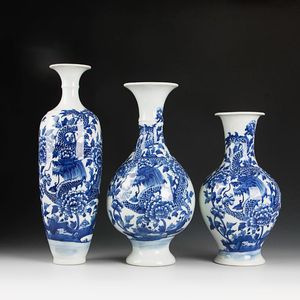Vazen Chinese stijl blauwe en witte draak porselein vaas antieke jingdezhen handgemaakte keramische decoratie