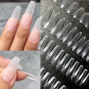 120pcs Nail Capsule Clear full cover nail tips false nails Almond oval coffin square Stiletto acrylic capsule americaine 220716