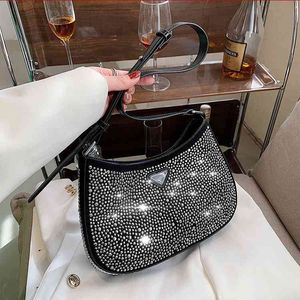 Handbags 2022 spring and summer new armpit full of diamond belt drill sling one shoulder women's bag zipper dinner handbag Purse