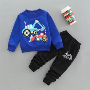 1-5 år Spring Boy Clothing Set Casual Fashion Cartoon Active T-shirt  Pant Kid Children Baby Toddler 220507