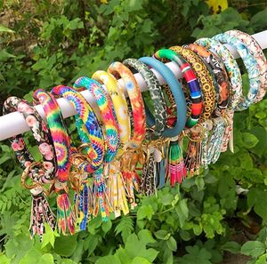 Party Favor Multiple Designs Sun Flower Pattern keychain Leather Wrap Tassels Bracelets Wristlet Bracelet Tassel Round Ban RRB14882