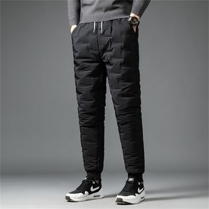 Erkekler kış gündelik dantel-up elastik aşağı Wadded pantolon gençler moda giymek ince ayak sıcak tutma pamuklu pantolonlar lj201217