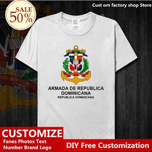 Dominica Navy Baumwolle T-shirt Custom Jersey Fans DIY Name Nummer T-shirt High Street Fashion Hip Hop Lose Casual T-shirt 220614