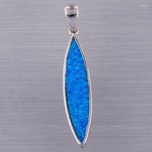 Pendant Necklaces Long Marquise Shape Ocean Blue Fire Opal Silver Plated Jewelry For Women NecklacePendant NecklacesPendant