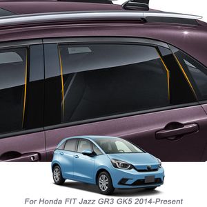 6st CAR Window Center Piller Sticker PVC Trim Anti-Scratch Film för Honda Fit Jazz GR3 GK5 2014-Present Externa tillbehör