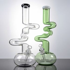 Nuovo arrivo Bong unici in vetro spesso Olio di alta qualità Dab Rigs Tubi per acqua da 18 mm Pizzico di ghiaccio Bong in vetro trasparente da 10 pollici con downstem diffuso