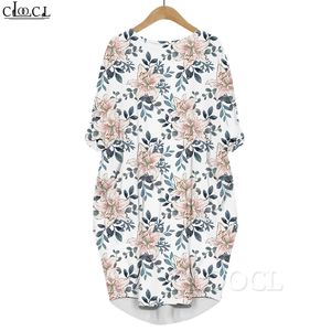 Women Dress Beautiful Lily 3D Graphic Loose Daughter Dresses Printed Long Sleeve Casual Summer Gown Pocket Dress 220616