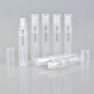 100 st/parti 2 ml 3 ml 4 ml 5 ml små runda plastbehållare parfymflaskor Atomizer Tomma kosmetiska behållare för prov T200819