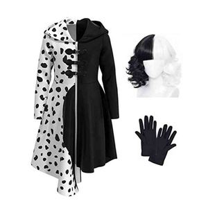 Wholesale cartoons costumes adults for sale - Group buy Black and White Witch Cartoon Anime Dalmatians Cruella Cosplay Come Halloween Carnival Adult Women s Funny Come L220707