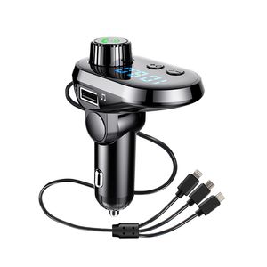 FM transmitter auxiliary modulator Bluetooth hands free car kit Audio MP3 player with 3 interfaces fast 3.1a charger